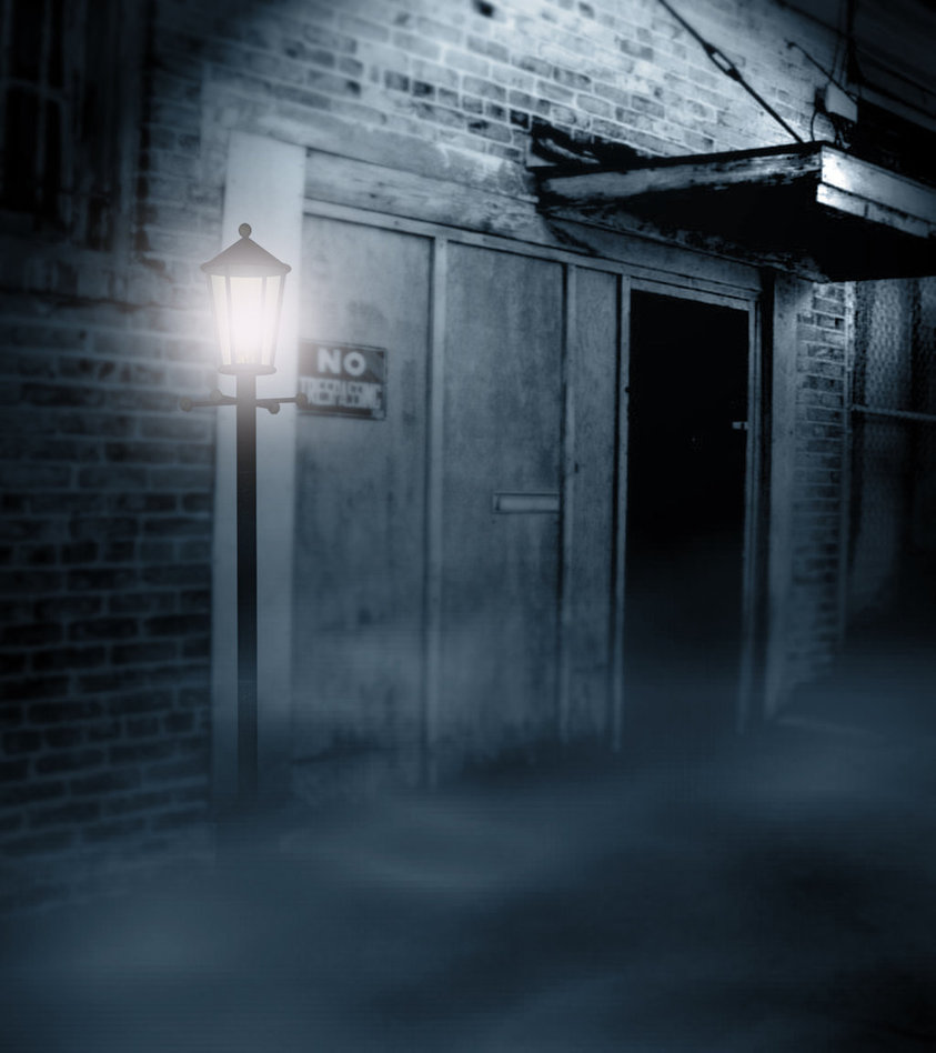 Premade Background Haunted Street By H Stock