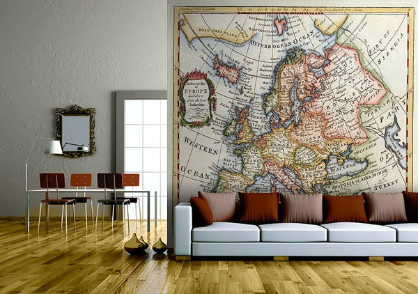 Map Wallpaper In Interior Design InteriorHoliccom
