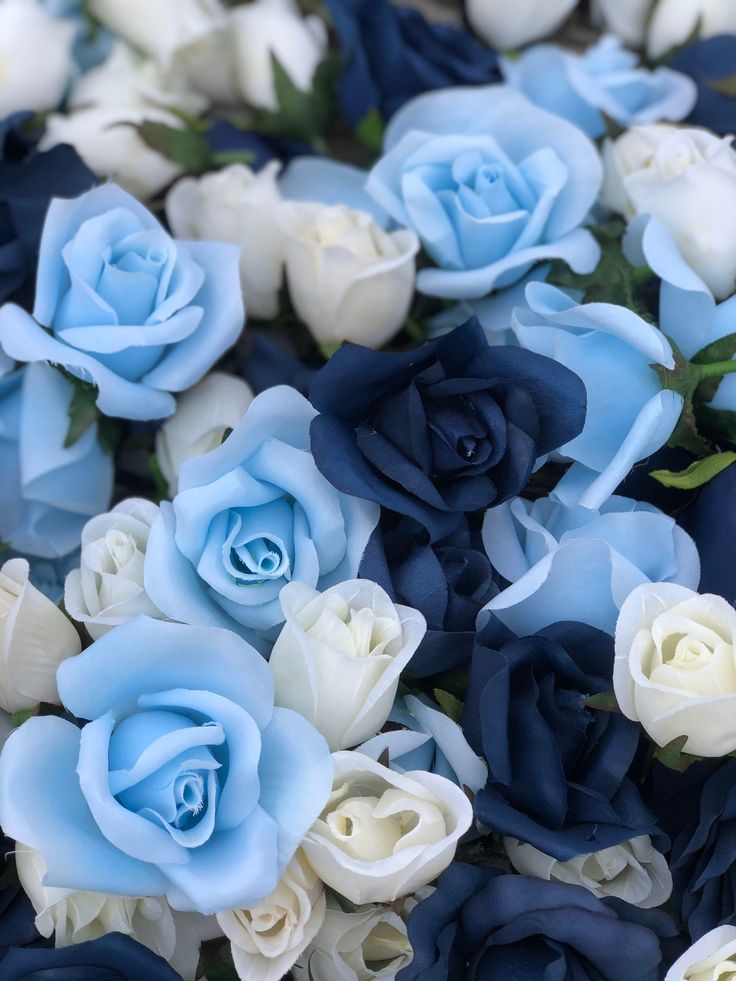 Navy Ivory Light Blue Rose Heads Wedding Centerpieces for Etsy