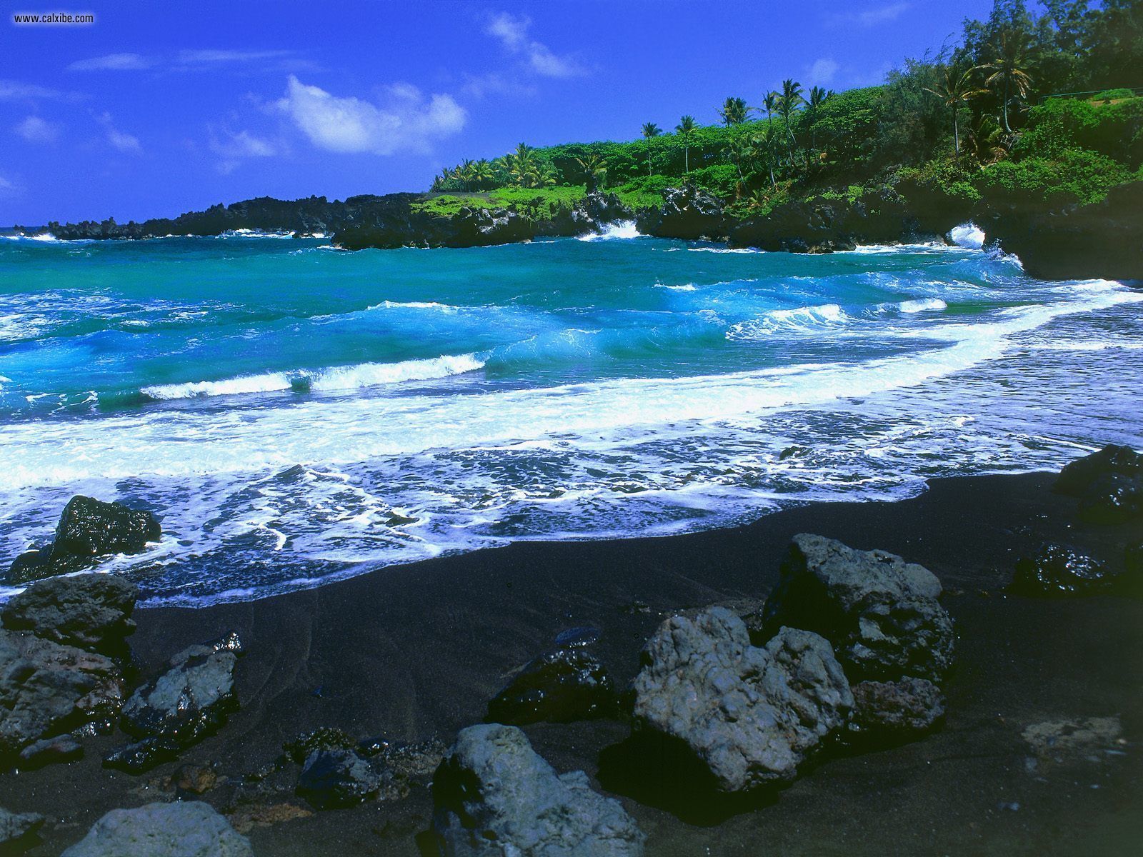 Black Beach Maui Hawaii In Full Screen Picture