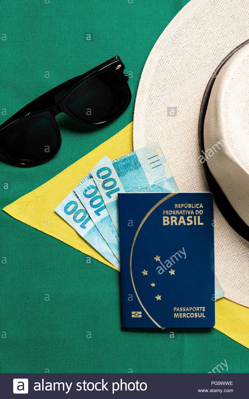 Brazilian Passport On Flag Background Republica