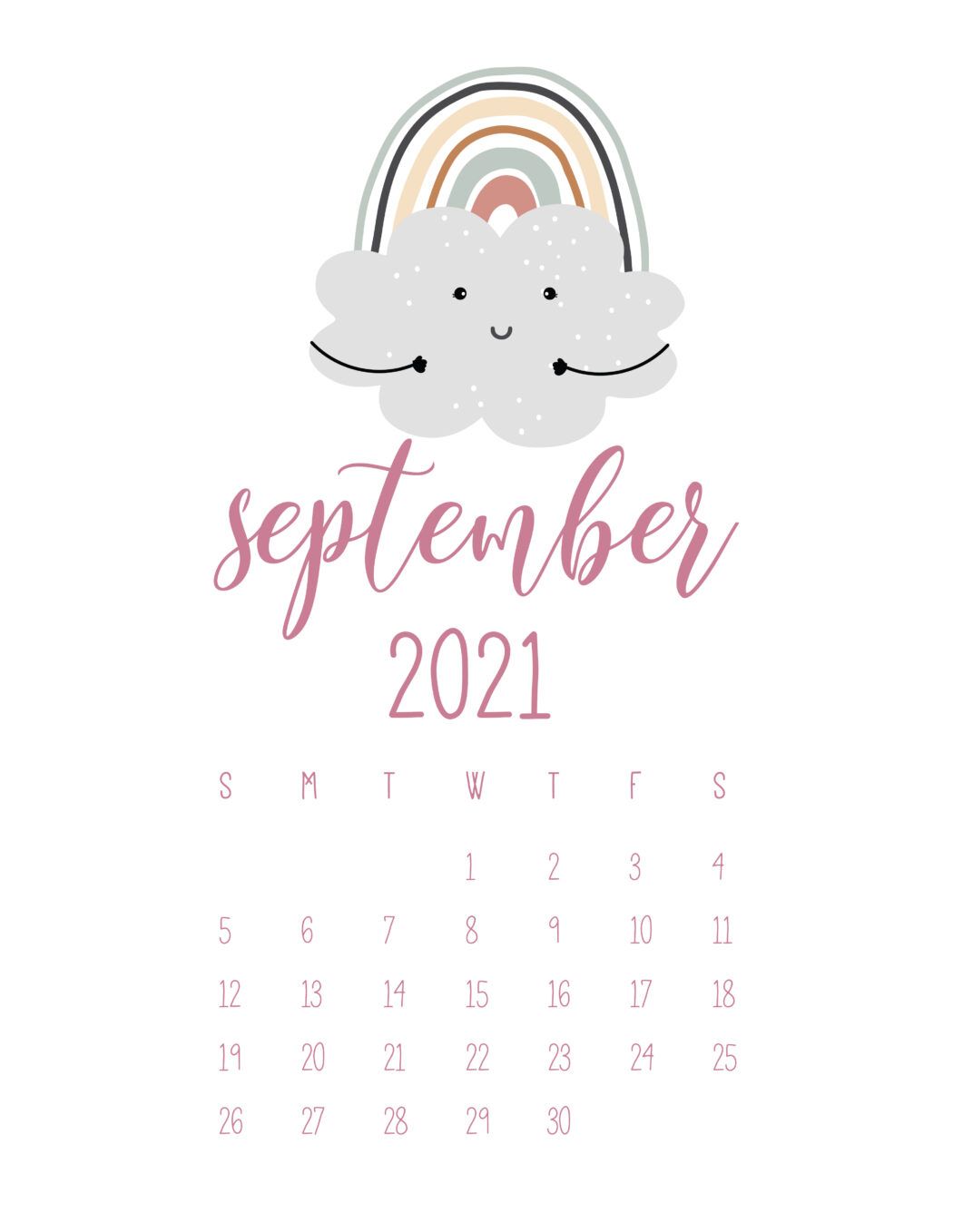 September Rainbows Calendar