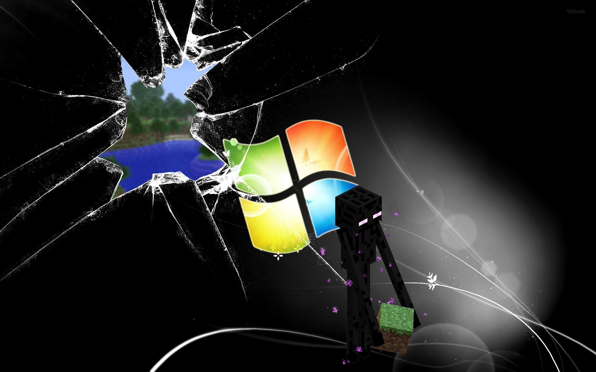 Minecraft Enderman Window Video Games Wallpaper HD Desktop