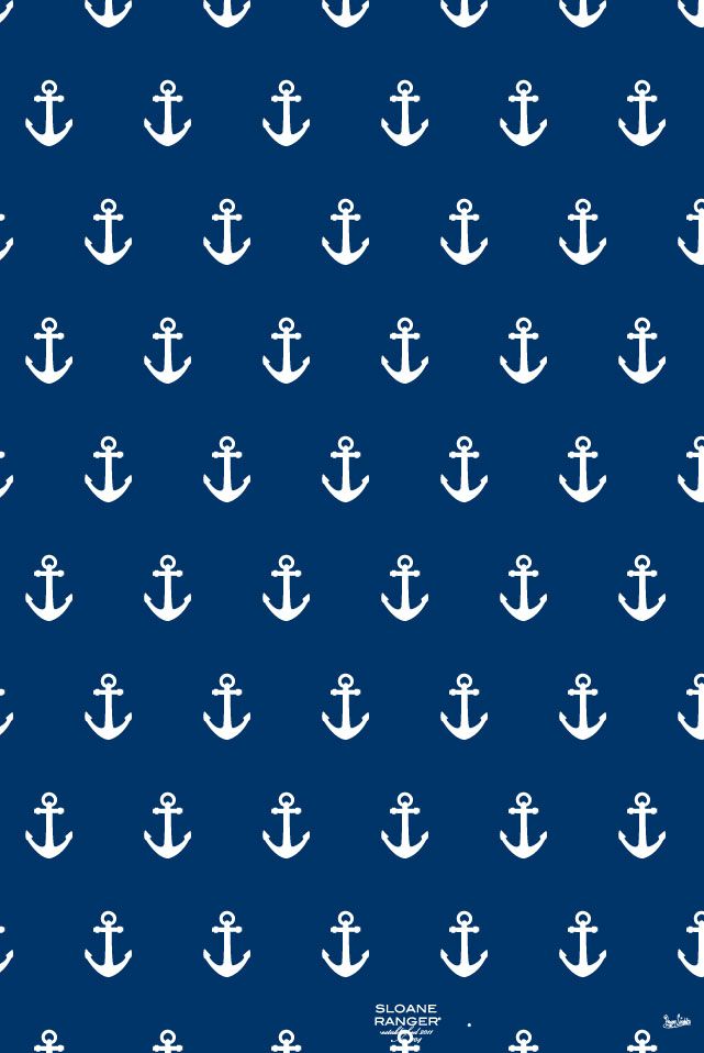 Navy White Anchor Background Wallpaper