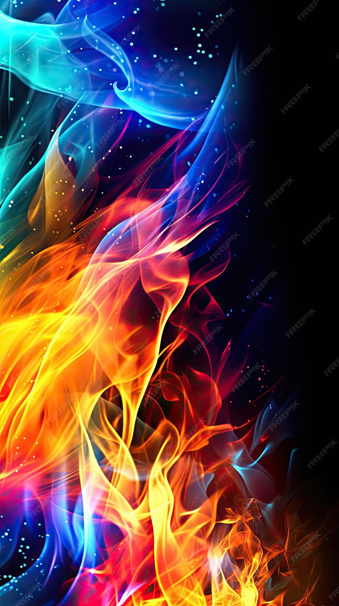 Red And Blue Fire Wallpaper