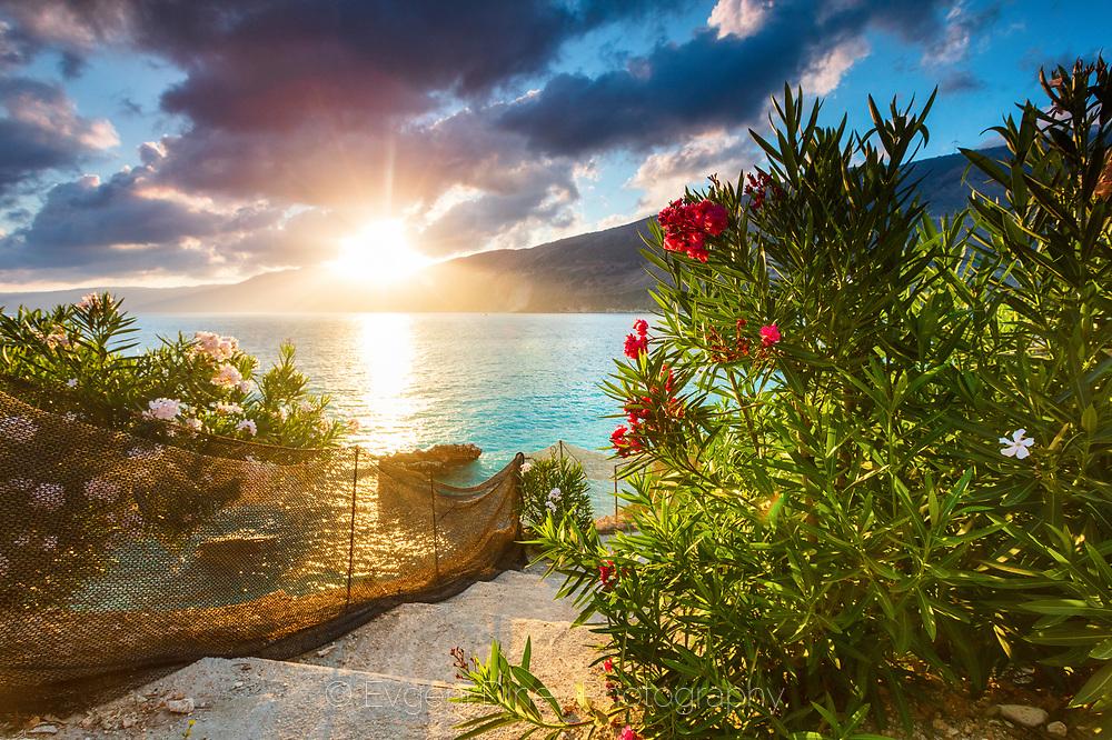 Vouti Beach Kefalonia Greece Incredible Summer Sunrise By The