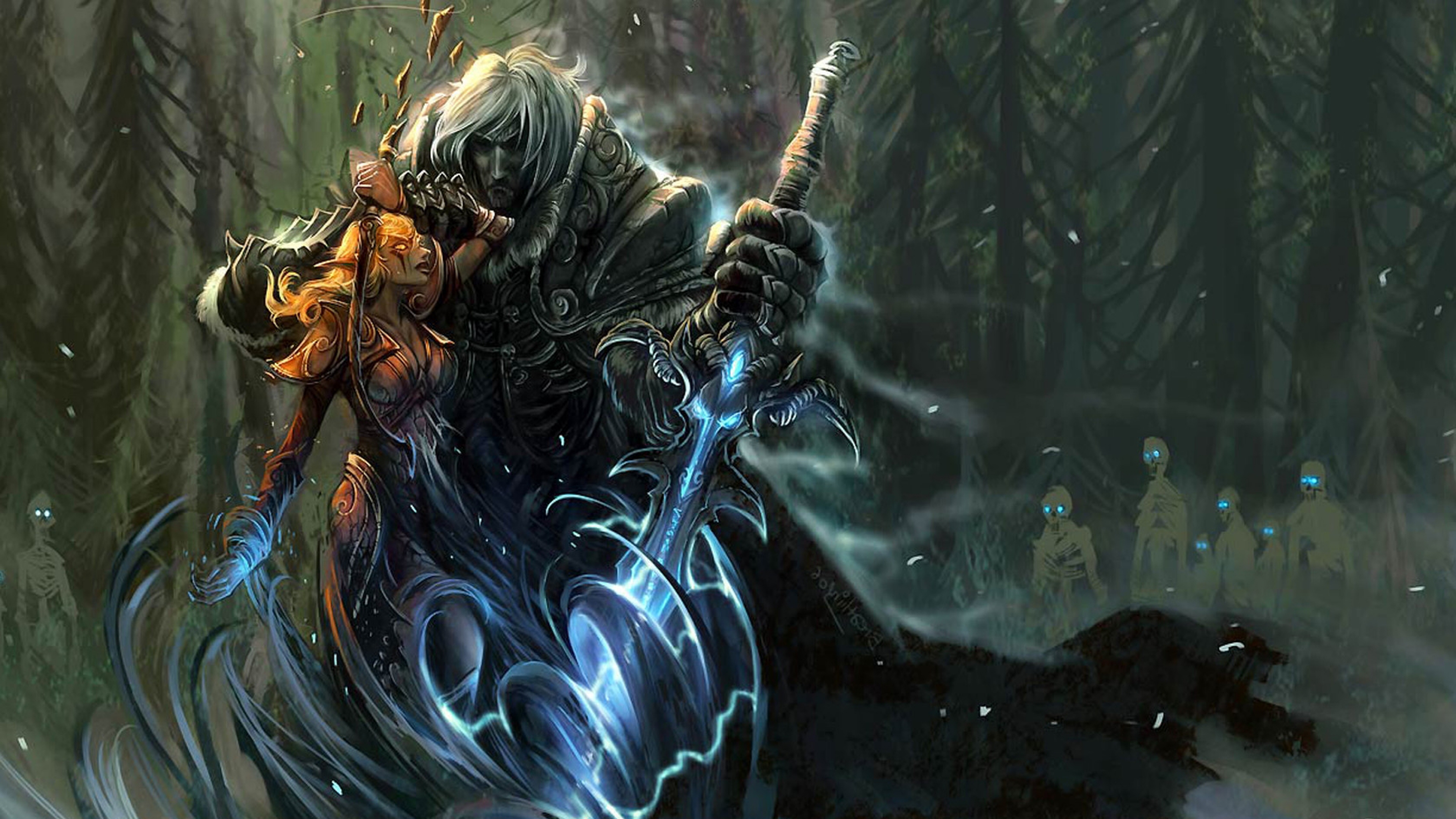 Wallpaper World Of Warcraft Arthas Sword Forest