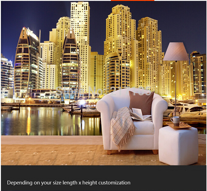 Custom 3d Stereoscopic Wallpaper Dubai Burj Al Arab Hotel Night Parlor