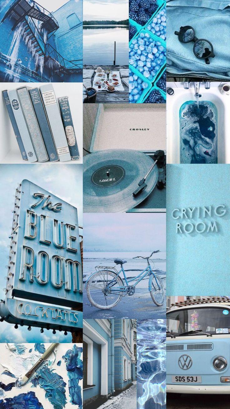 Wallpaper Background Collage Aesthetic Music Color Blue