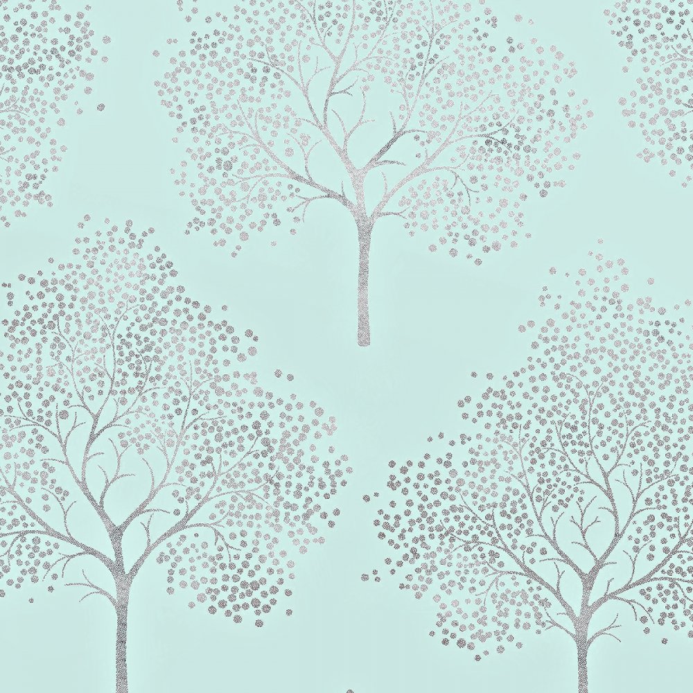 Home Wallpaper Glitter Tree Wallpaper Teal Silver Glitter 1000x1000