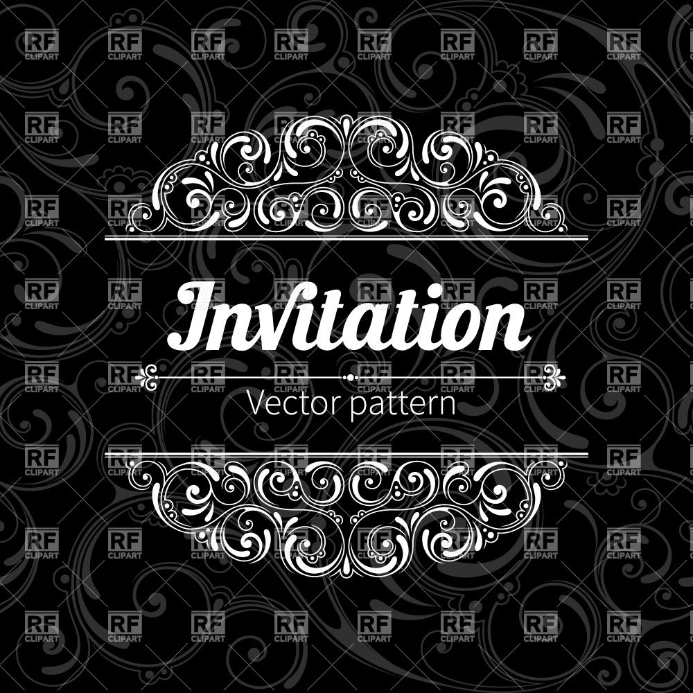 Black Invitation Card With Oval Curly Ornament Download Royalty Free