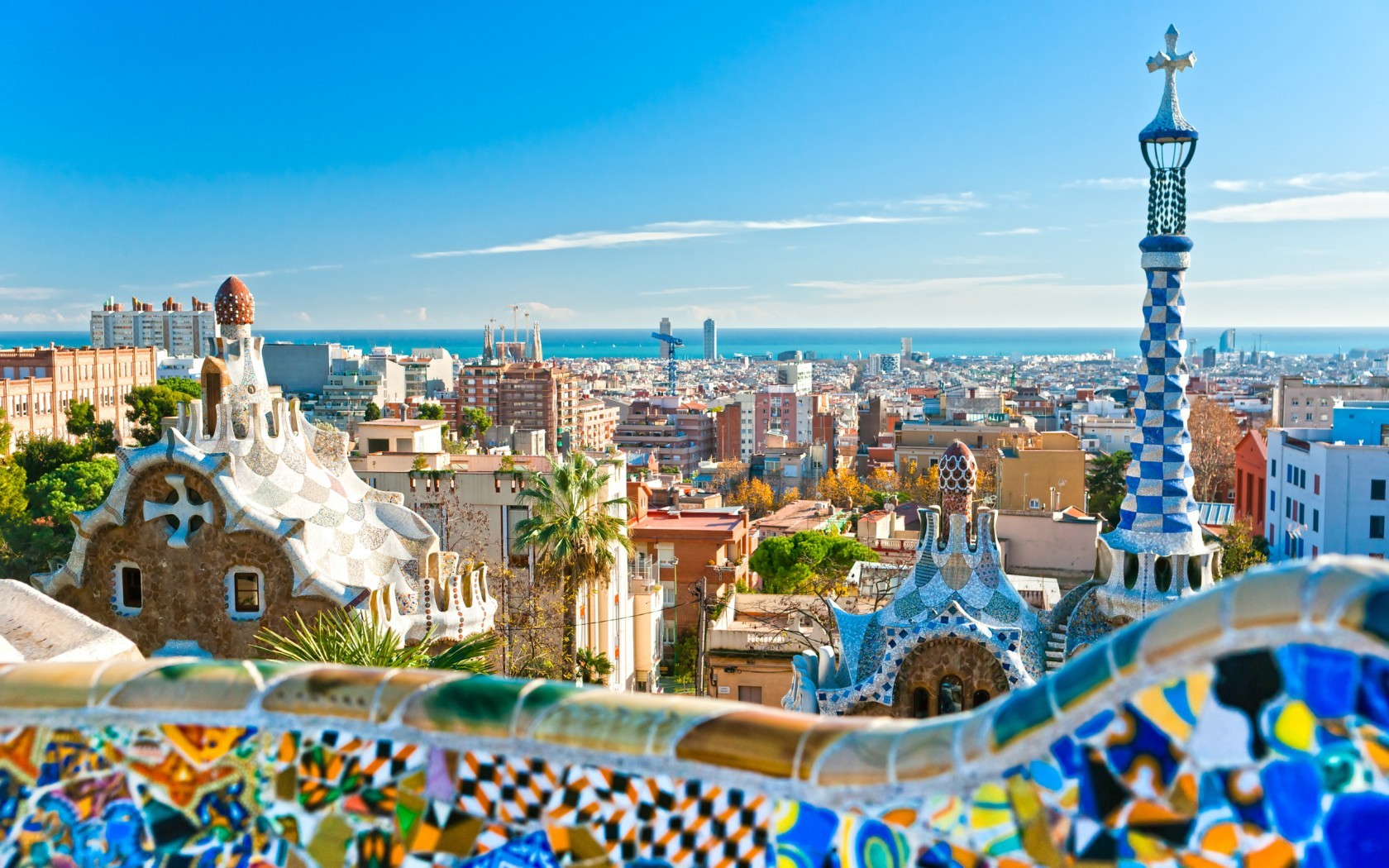 Cityscapes Barcelona Europe Spain Cities Gaudi Wallpaper Background