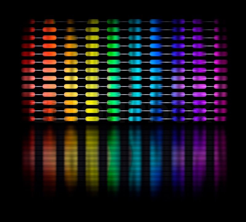 Graphic Equalizer Display Mit Bewegten Farblicht Balken Auf Schwarzem