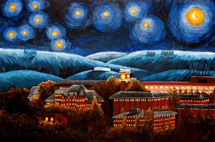 Starry Night at WSU painting by Avi Datta My Story staff 12 700x464