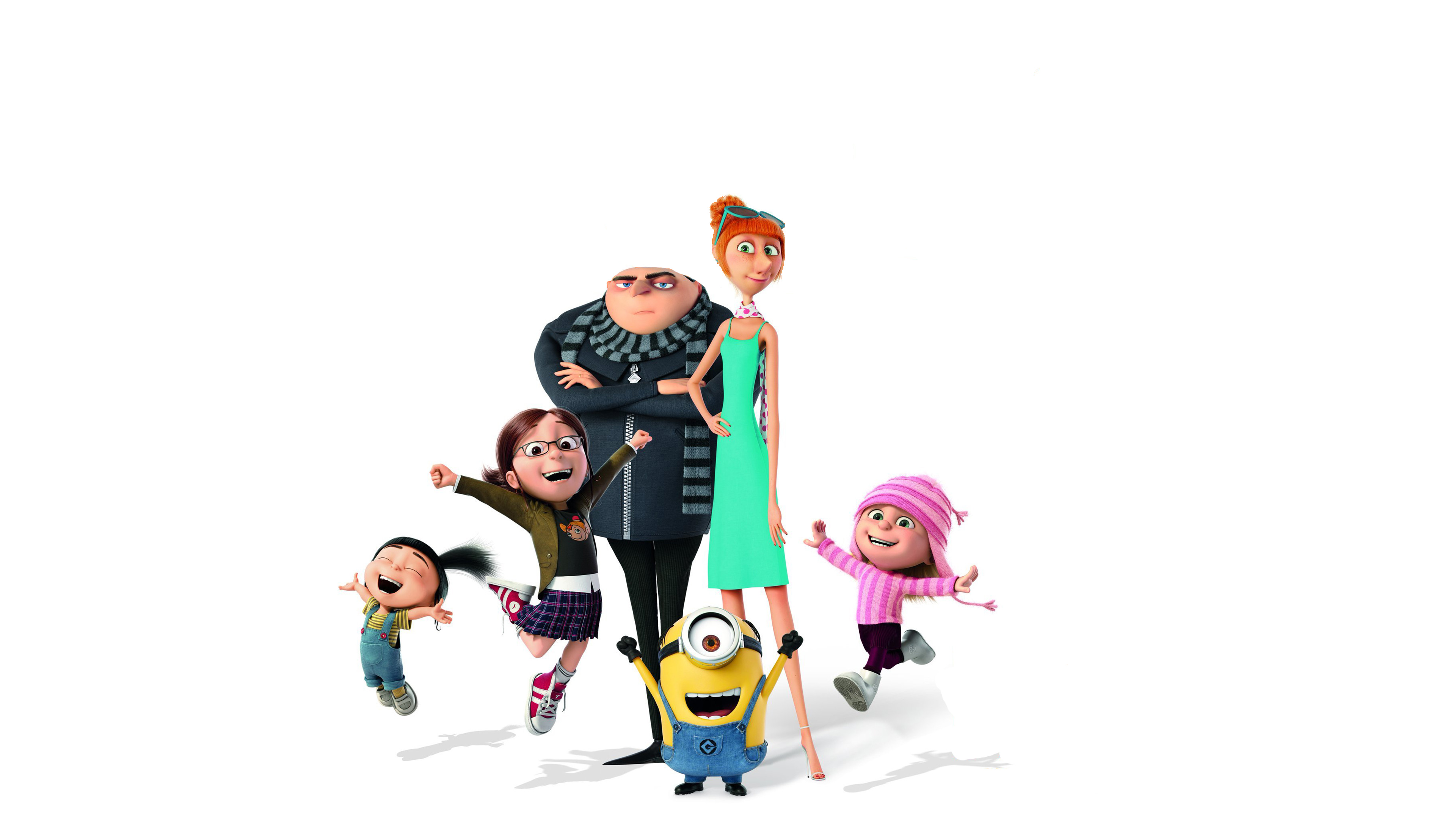 Despicable Me family portrait with Gru, Lucy, Margo, Edith, Agnes, and a Minion