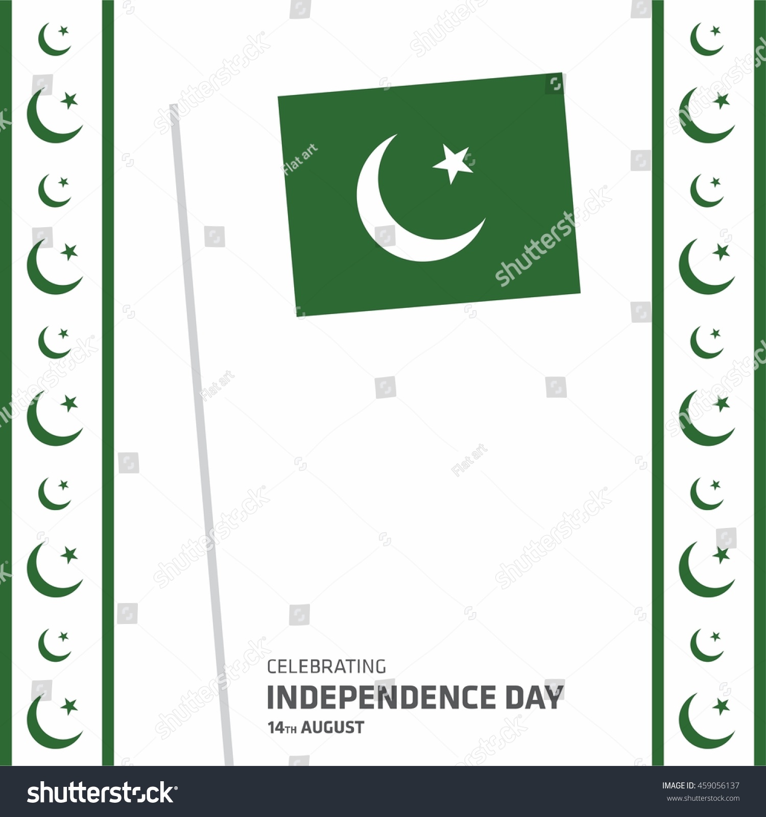 Pakistani Background Sticker 14th August Pakistan Stock Vector