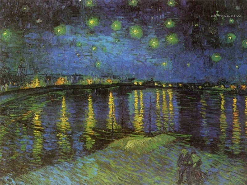 Starry Night Over The Rhone Painting Wallpaper Art Print Poster