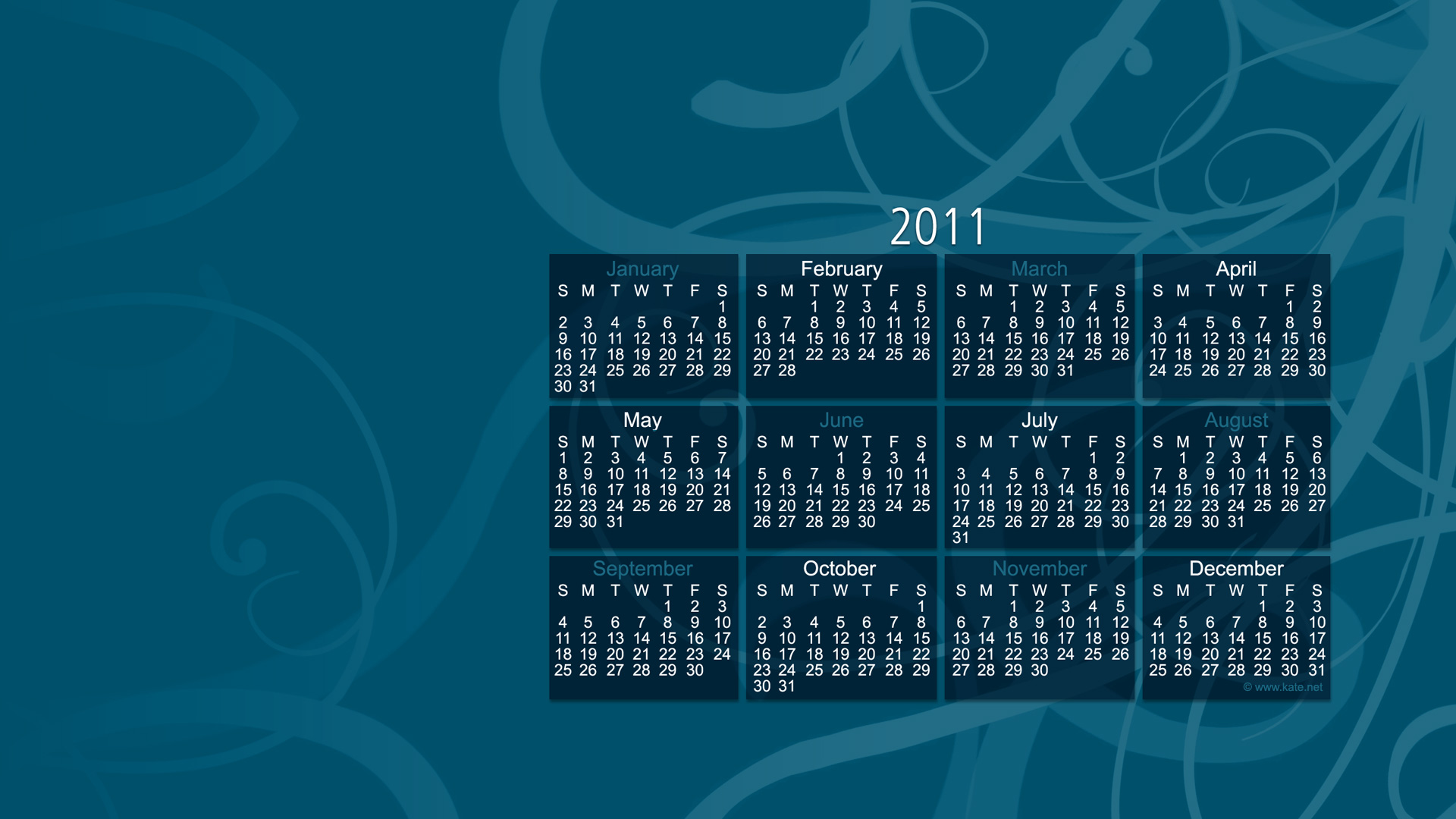 Kate Funstuff Calendars Yearly Calendar Wallpaper 2011b