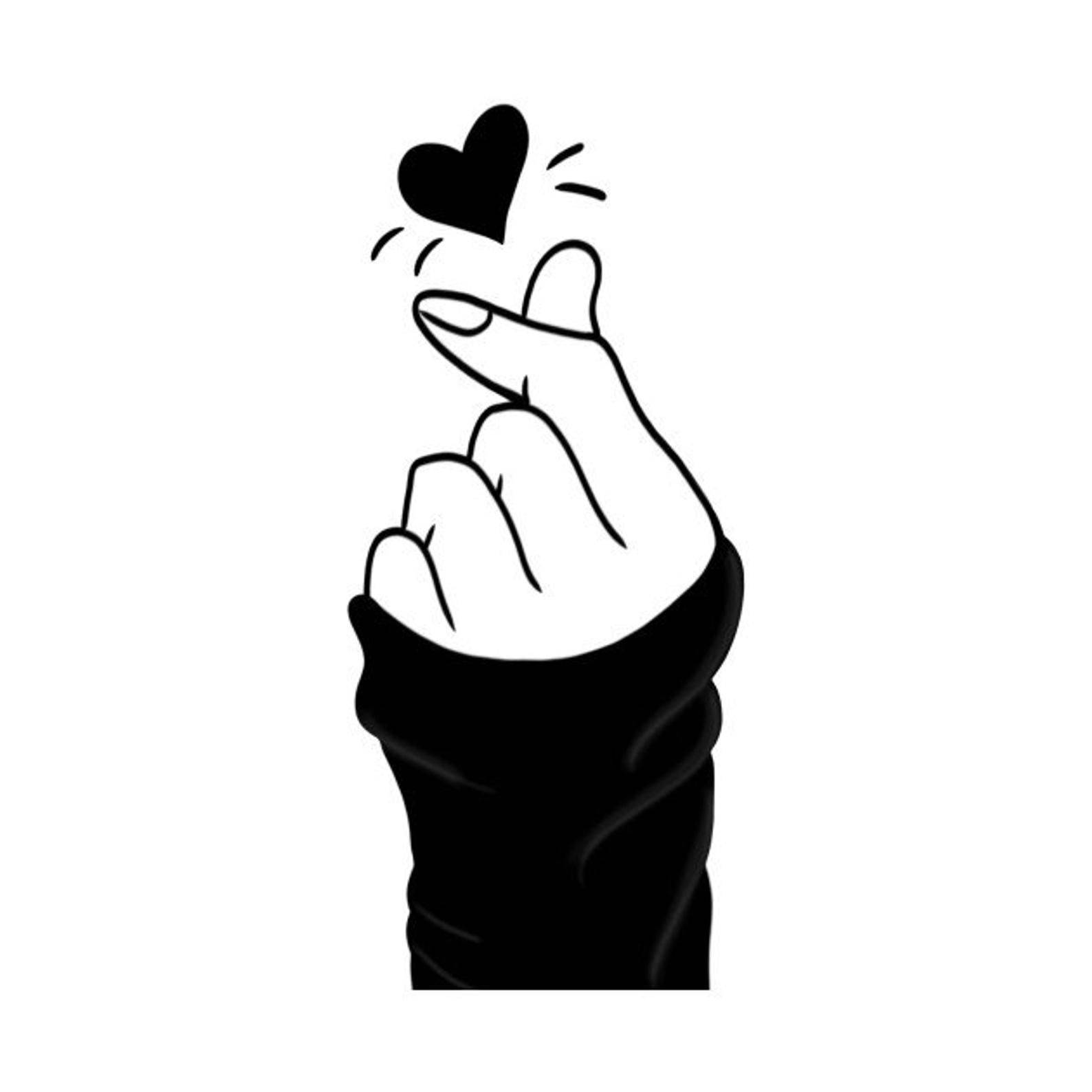 Korean Finger Heart White Wallpaper