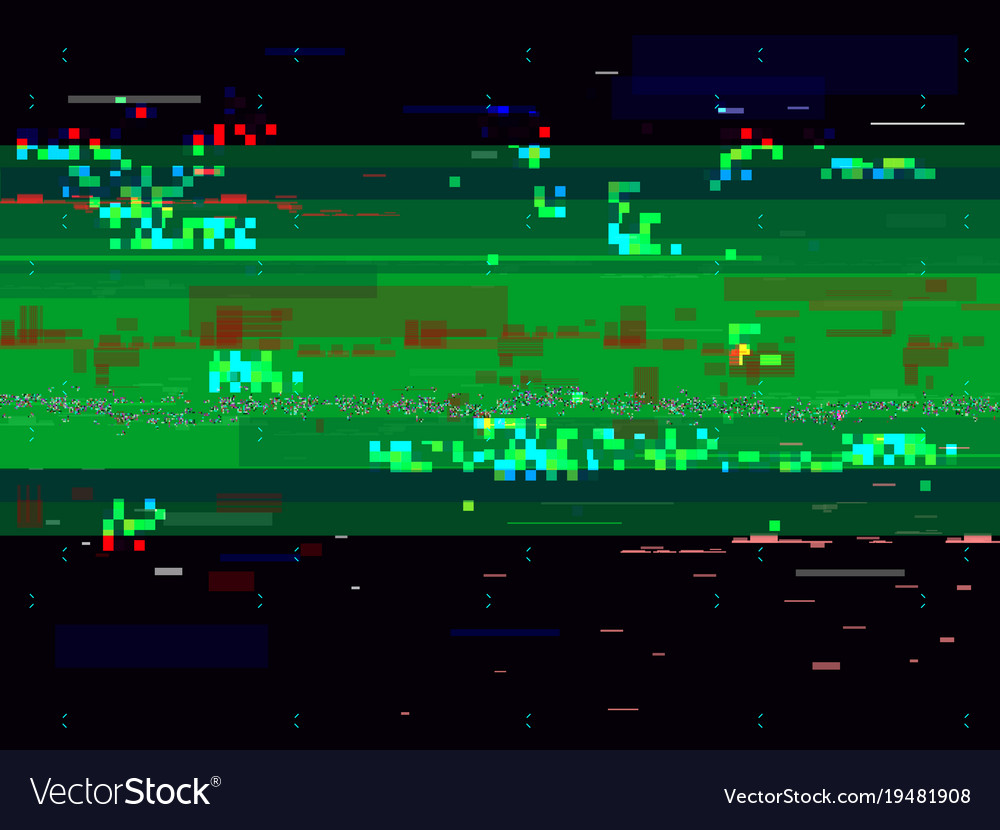 Glitch Distortion Background Broken Video Signal Vector Image