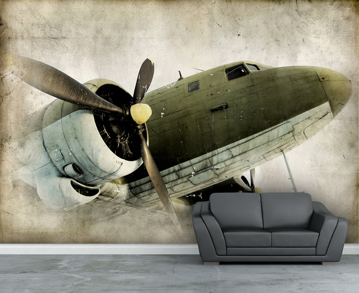 Items Similar To Wall Mural Retro Propeller Airplane Paper