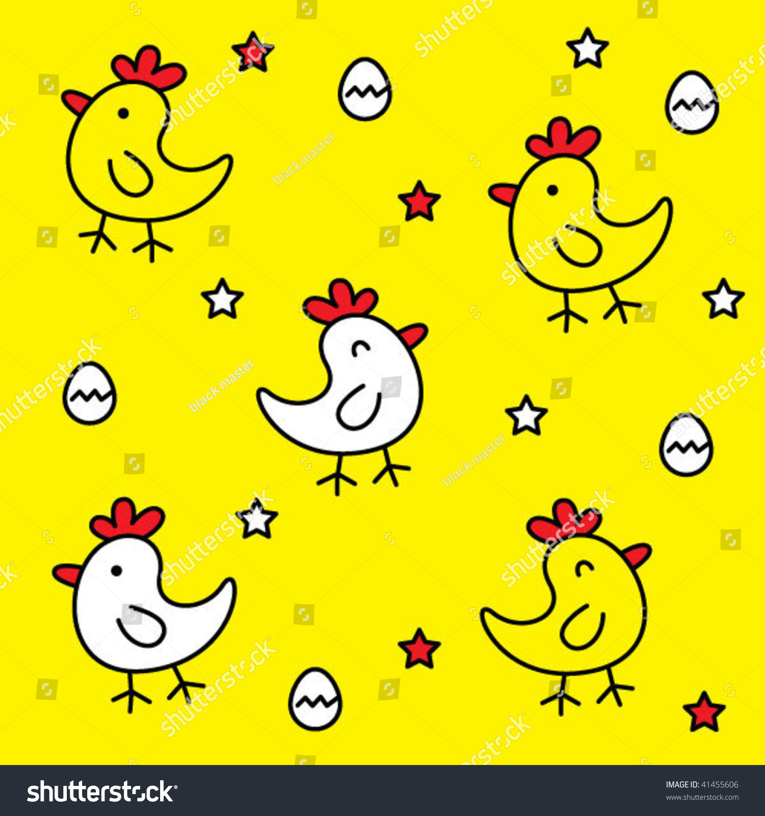 Cute Chicken Wallpaper Stock Vector Royalty