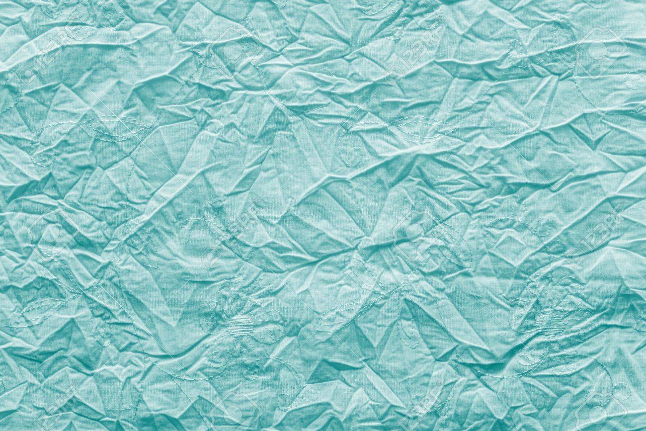 Abstract Crumpled Texture Of Linen Fabric Bright Turquoise