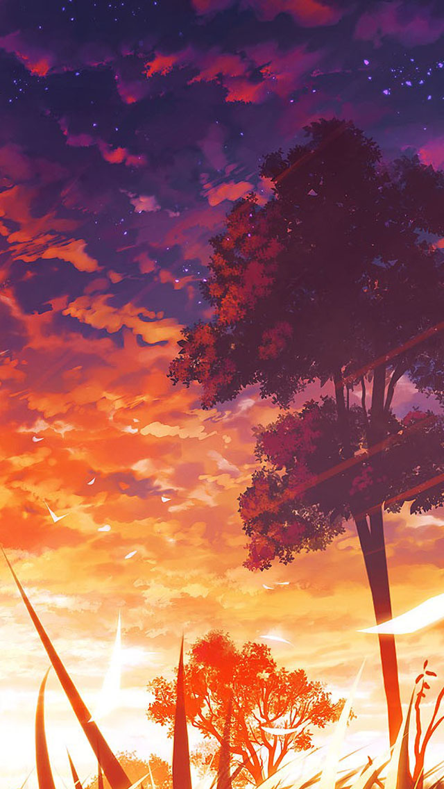 Anime Sunset Scenery iPhone Plus And Wallpaper