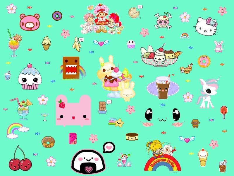 Kawaii Chibi Hello Kitty Rainbow Bright Wallpaper