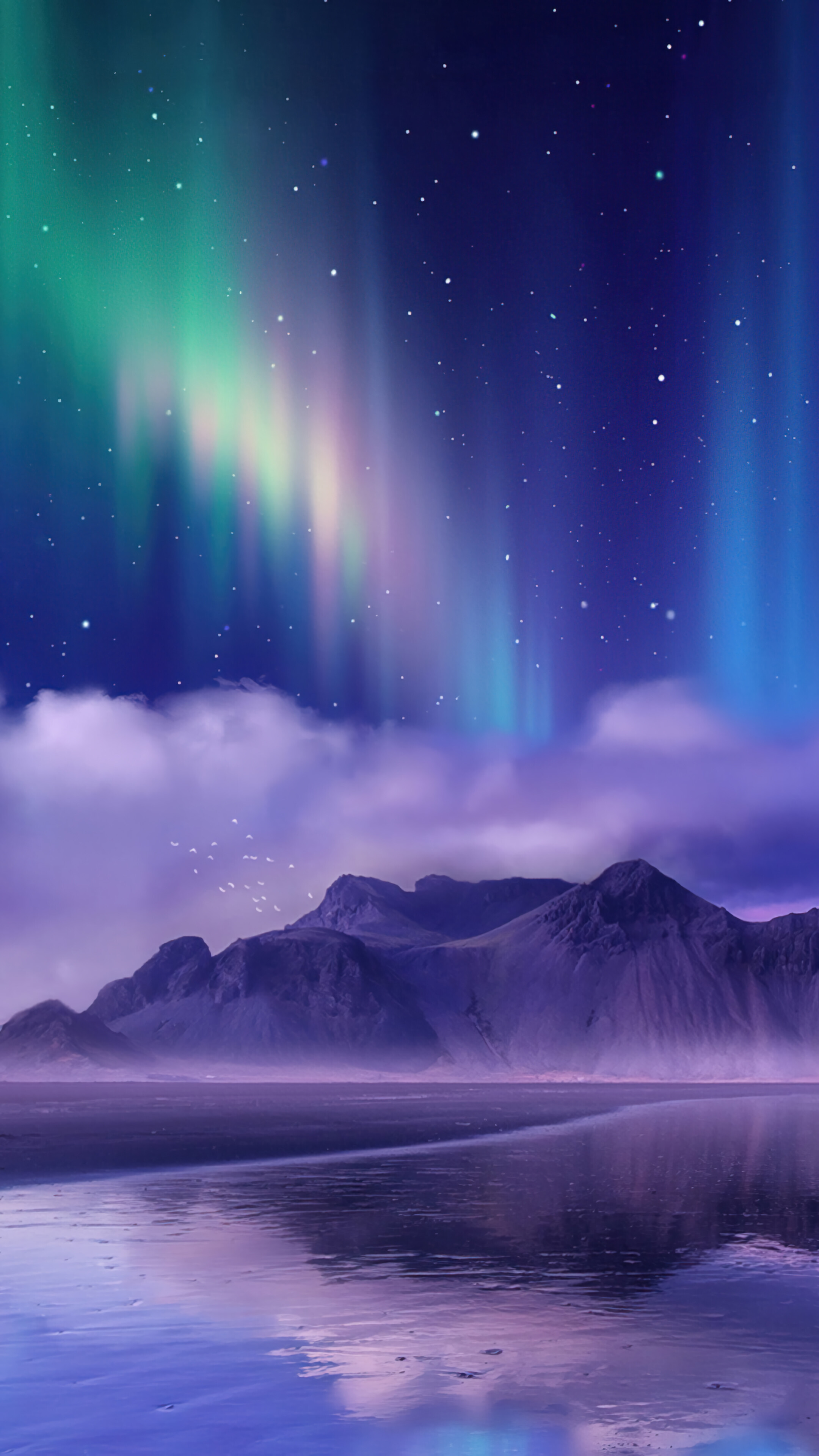 Aurora Borealis Northern Lights Mountain Scenery Landscape