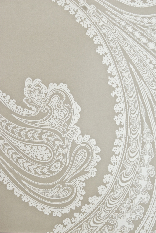Wallpaper A Large Design Paisley Print In Taupe With White