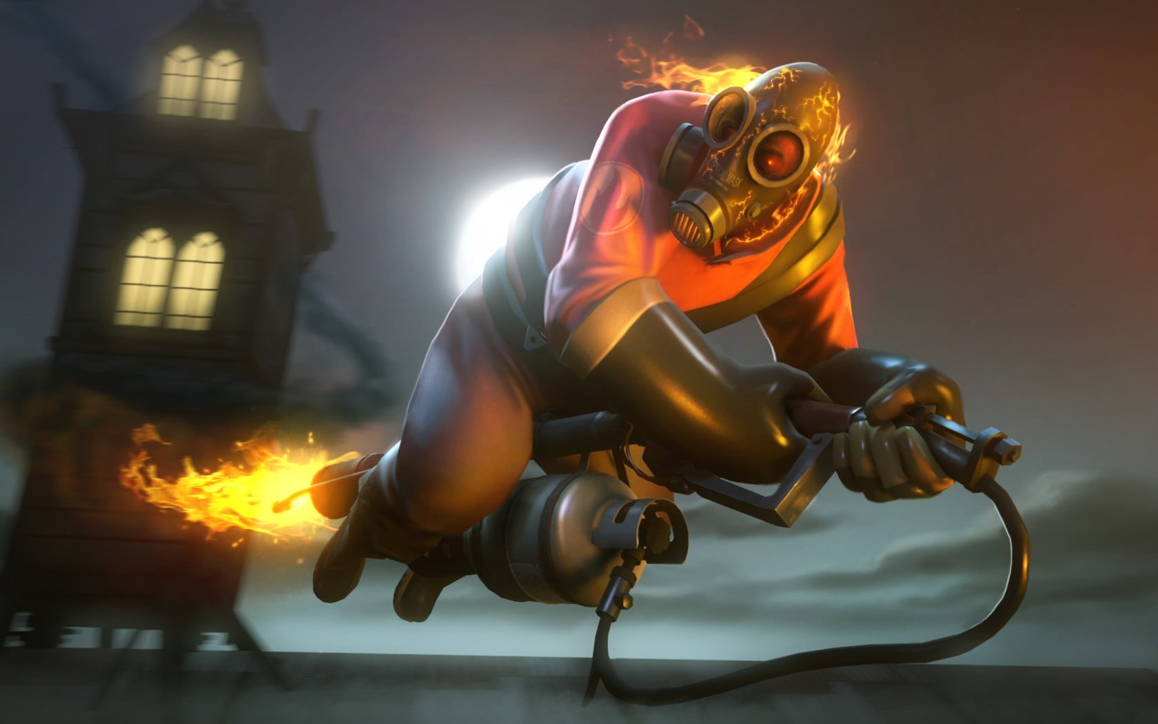 Character With Flame Illustration Team Fortress Pyro
