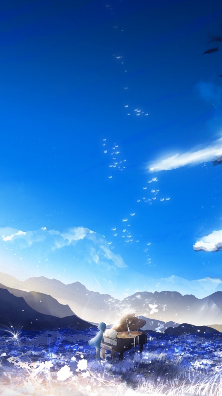 Blue Anime Scenery Wallpaper 4k