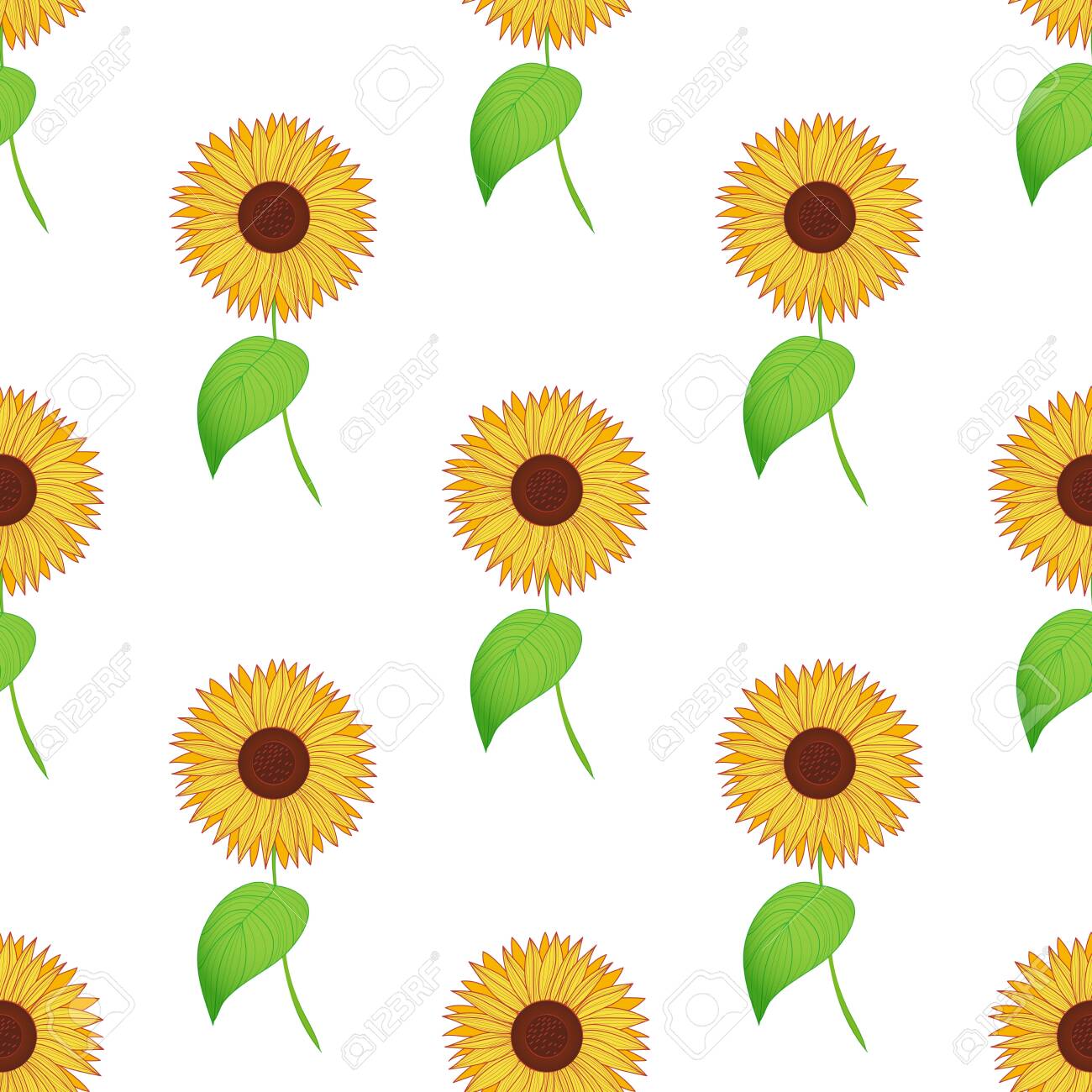 Seamless Autumn Pattern Of Sunflowers Background For Your Design