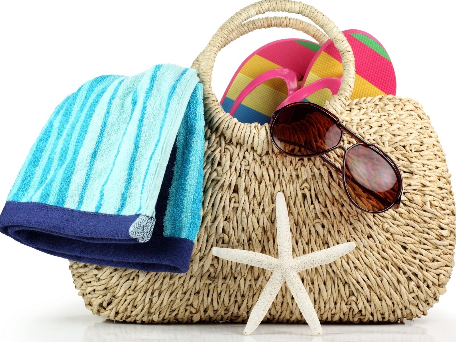 HD Wallpaper Beach Set Towel Sunglasses Purse Flip Flops Summer