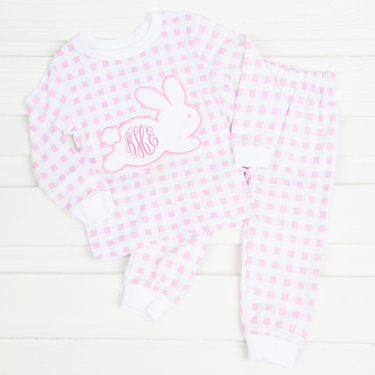 Bunny Silhouette Knit Loungewear Pink Check In Easter