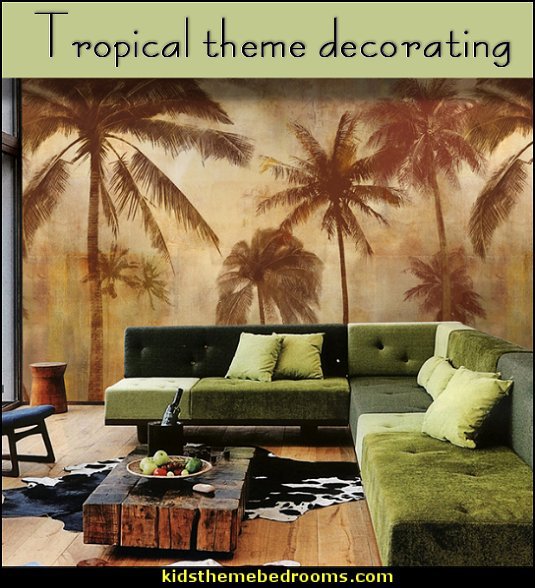 Tropical theme Hawaiian style decorating theme bedroom decorating 535x588