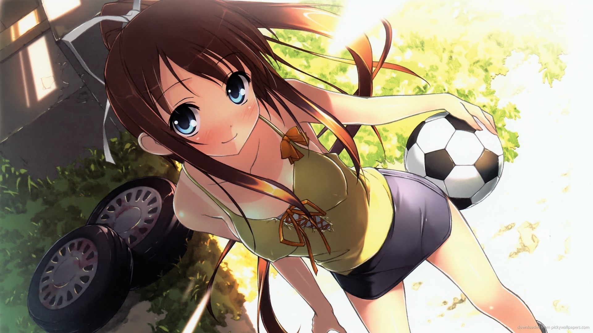 Anime Girl With A Soccer Ball Wallpaper