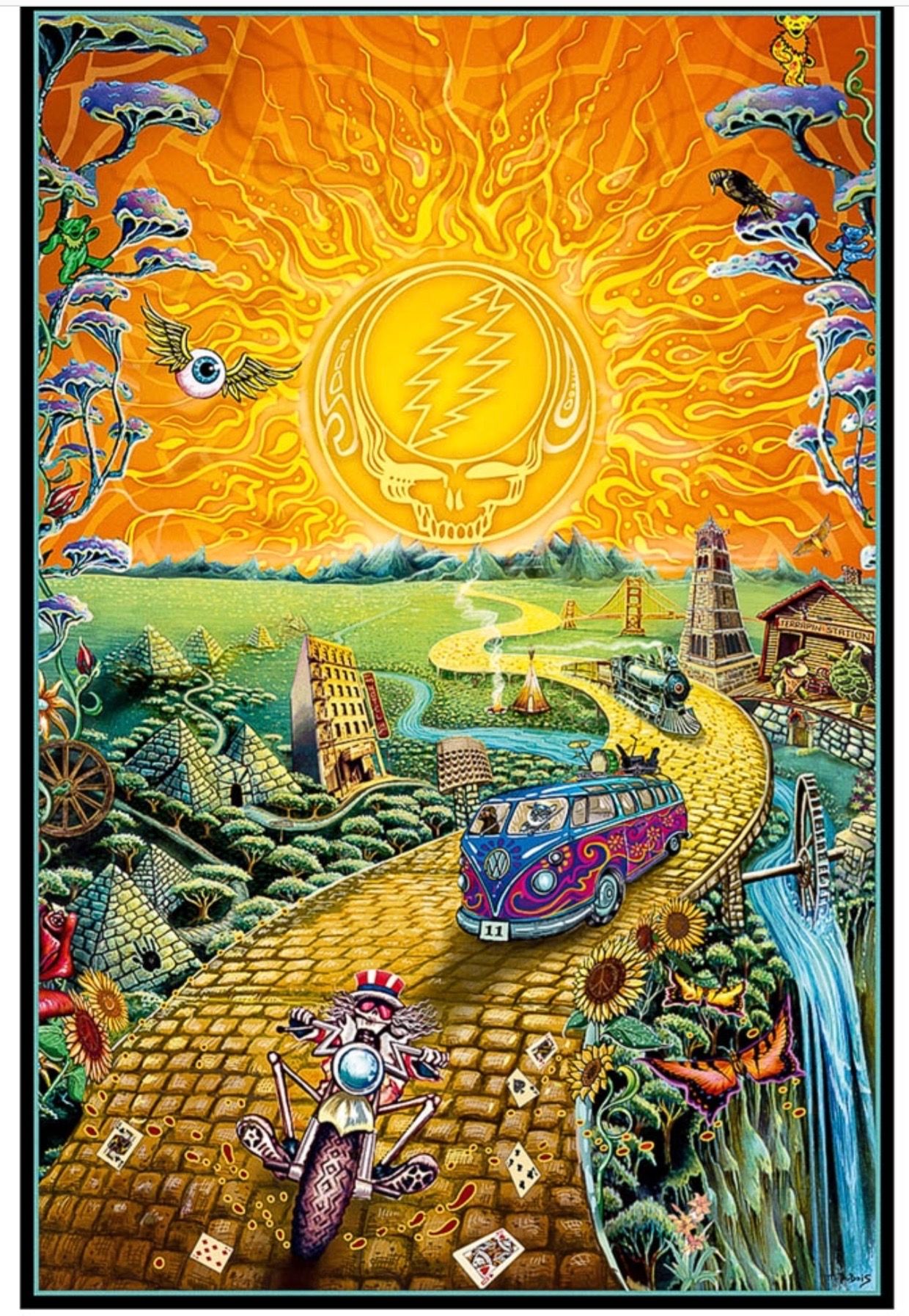 Grateful Dead Golden Road Poster Wallpaper Teahub Io