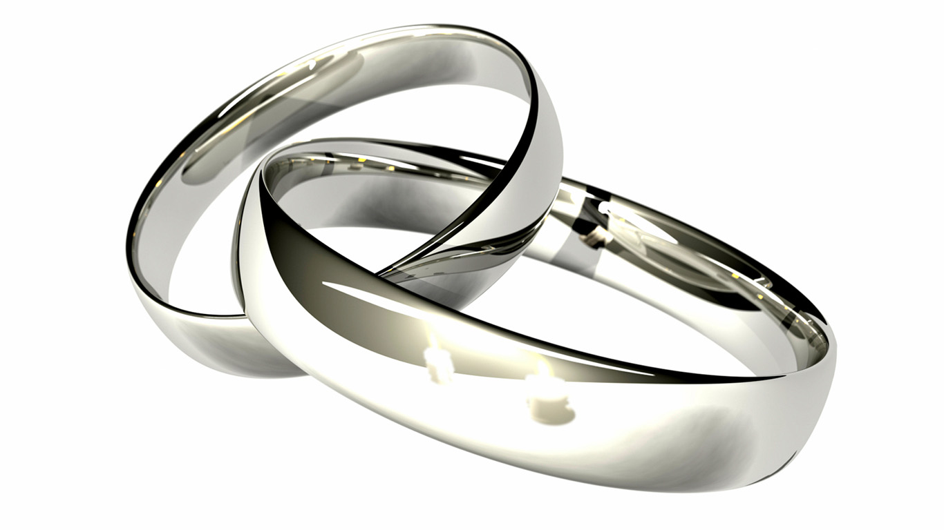 Silver Rings On White Background