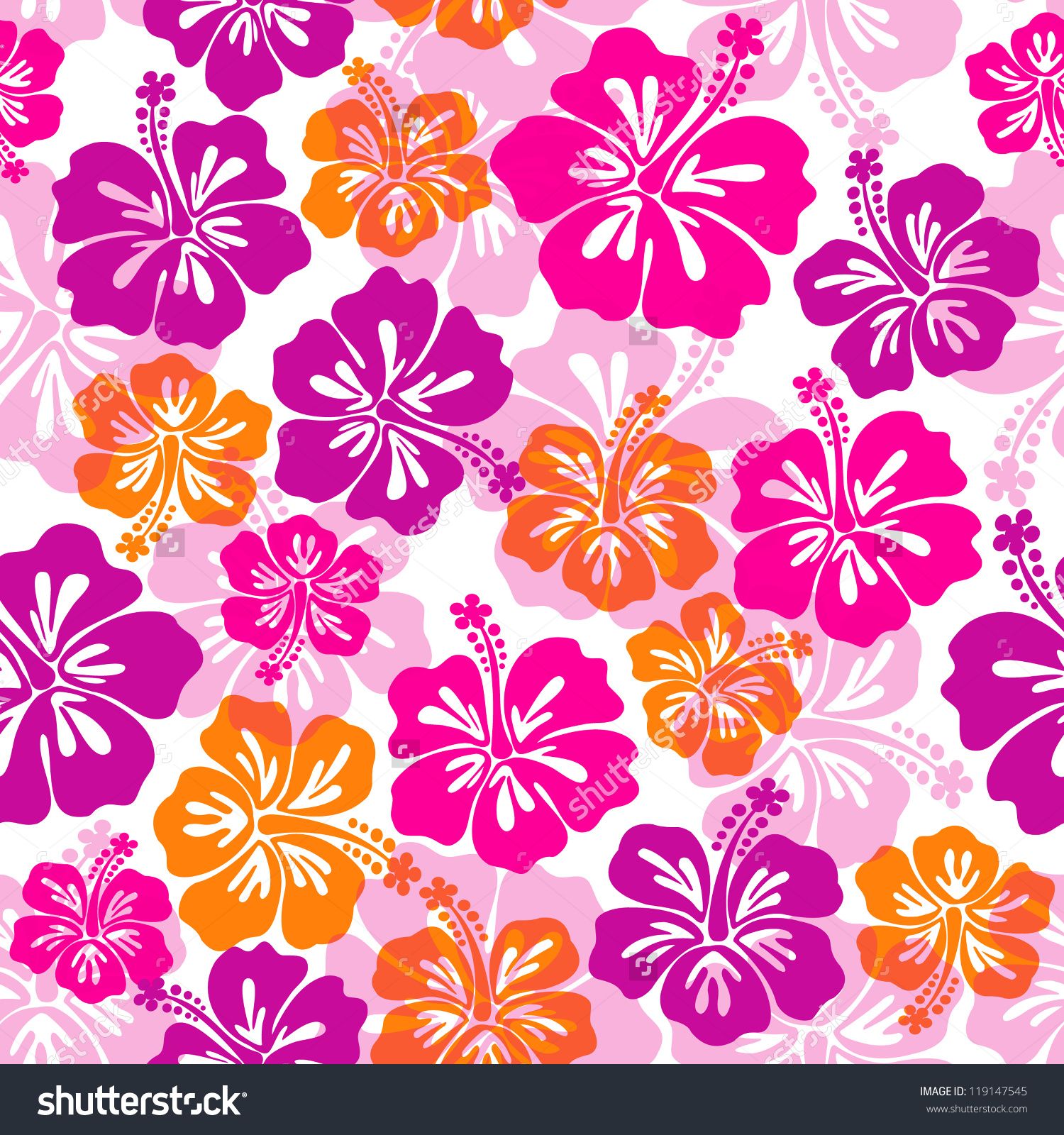 Hibiscus Flower Seamless Pattern Wallpaper