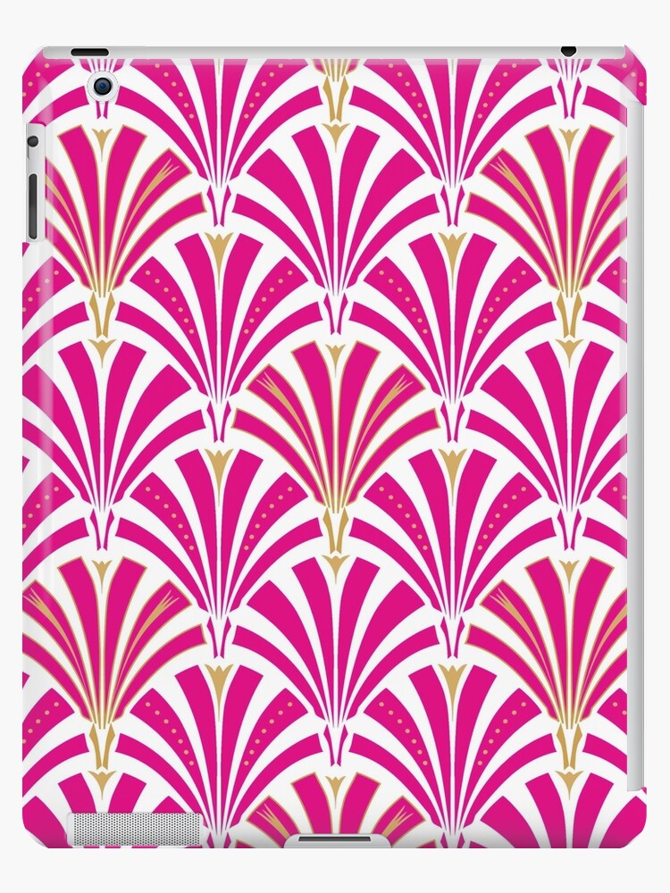 Art Deco fan pattern fuchsia pink iPad Case Skin by Marymarice