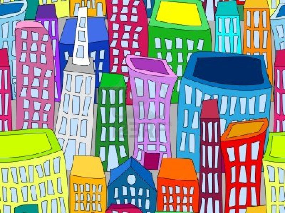 Stock Vector In Cartoon Building Cityscape Wallpaper Color