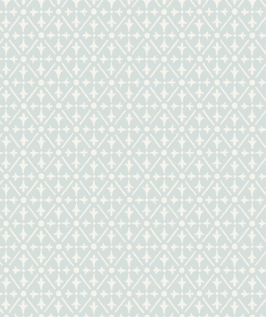 Wallpaper Off White Trellis Design On A Soft Duck Egg Blue Background