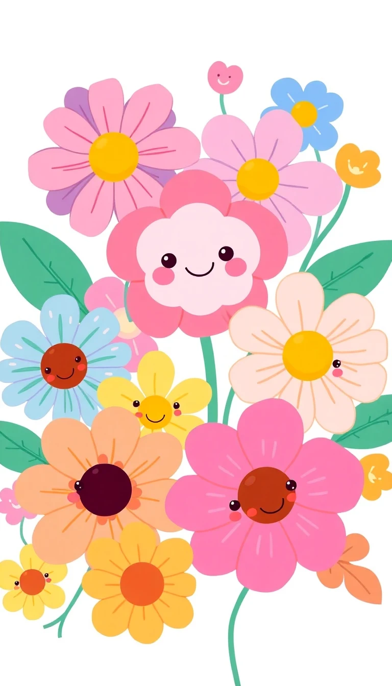 Kawaii Flowers Wallpaper