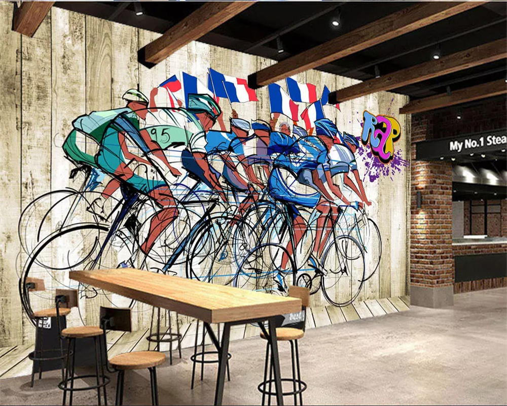 Beibehang Custom Photo Wallpaper Cycling Gym Stylish Restaurant