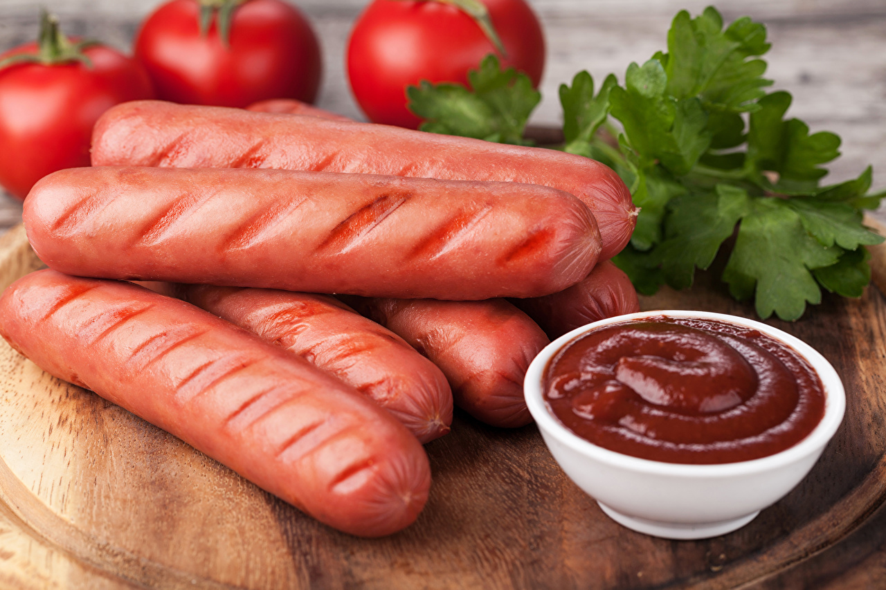Wallpaper Tomatoes Ketchup Vienna Sausage Food Meat Products