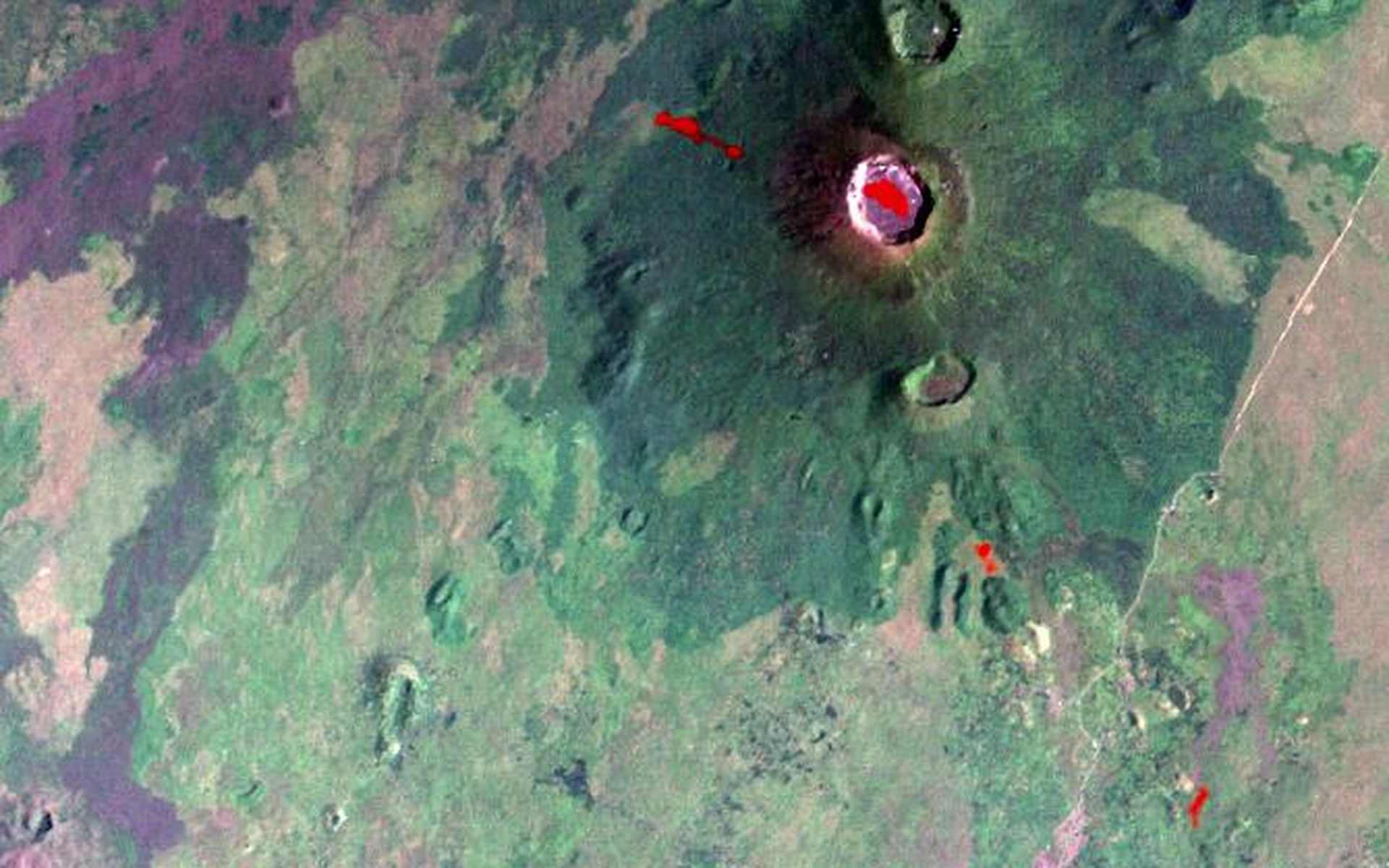 Space Image Nyiragongo Volcano Congo Map With Lava