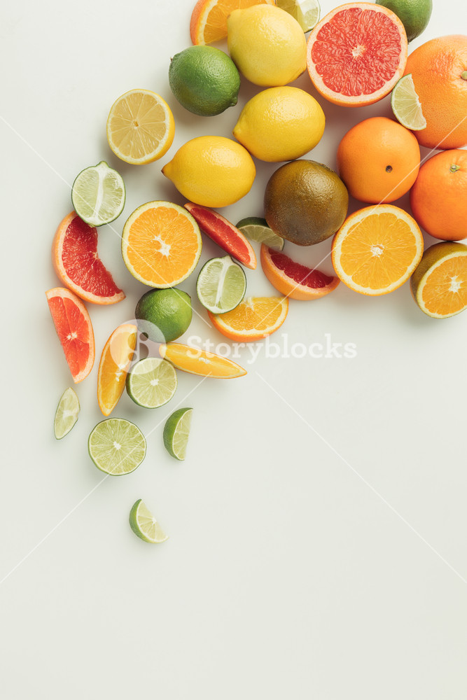 Sour Citrus Fruits Isolated On White Background Royalty Stock