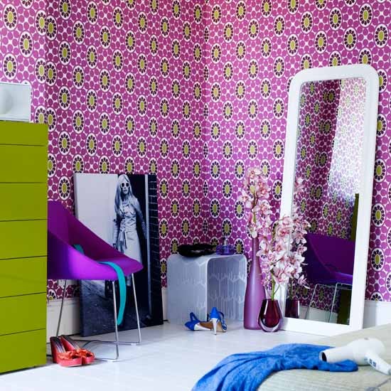 Patterned wallpaper Teenage girls bedroom ideas housetohomecouk